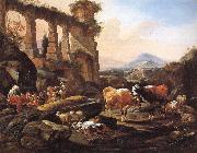 Johann Heinrich Roos Landscape with Shepherds and Animals oil painting reproduction